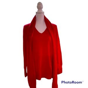 Talbots red cashmere sweater with matching cashmere scarf 2X (runs small)